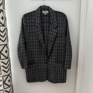Created By STELLA Casual Wear Women's Checkered Blazer in Black and White S